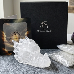 3.8 inch Angolan Quartz Chinese Dragon Skull - Natural Angolan Quartz Carving — view 3