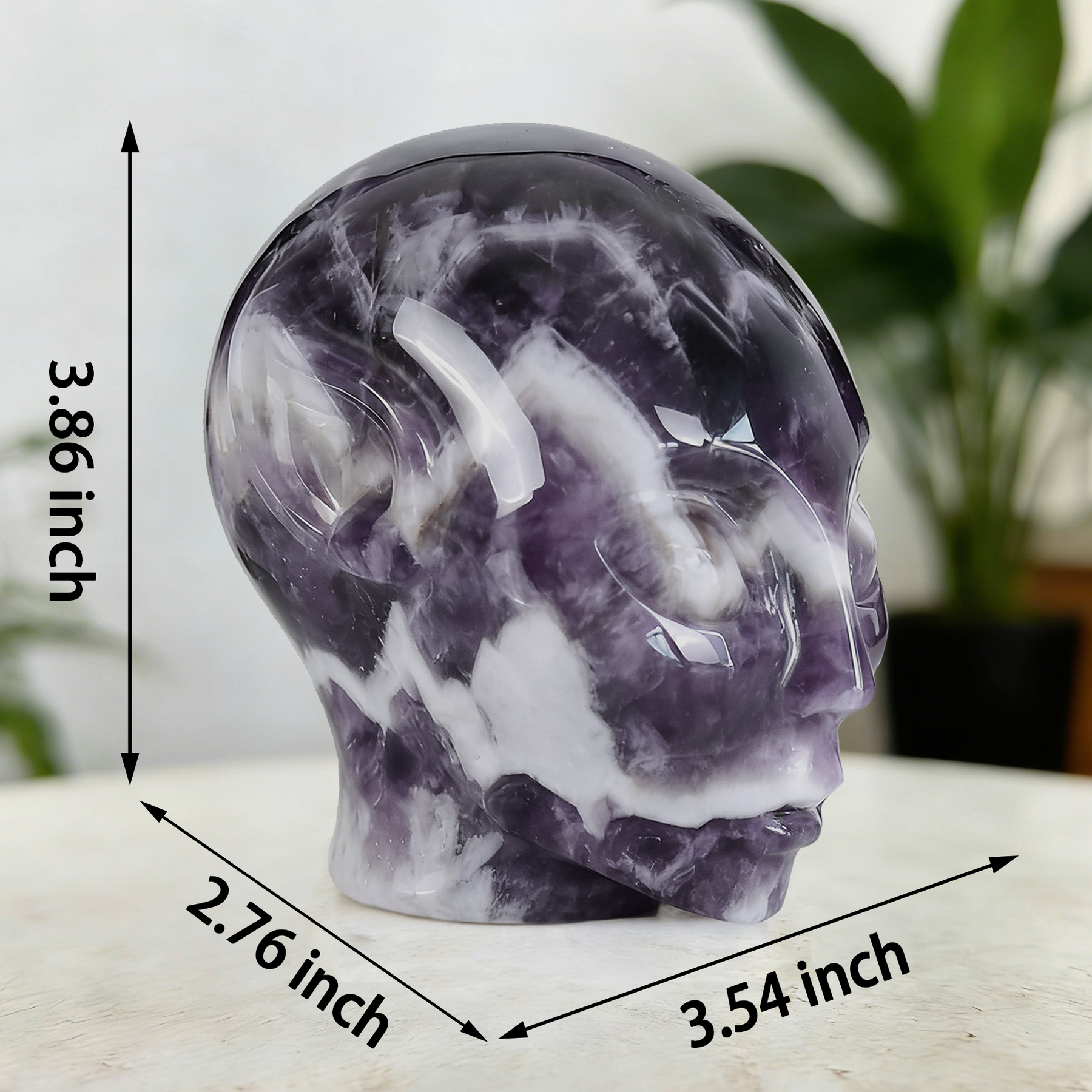 3.8 Inch Dream Amethyst Alien Crystal Skull – Chevron Amethyst — view 2
