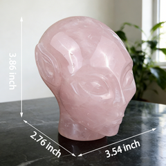3.8 Inch Rose Quartz Alien Crystal Skull – Healing Stone — view 2