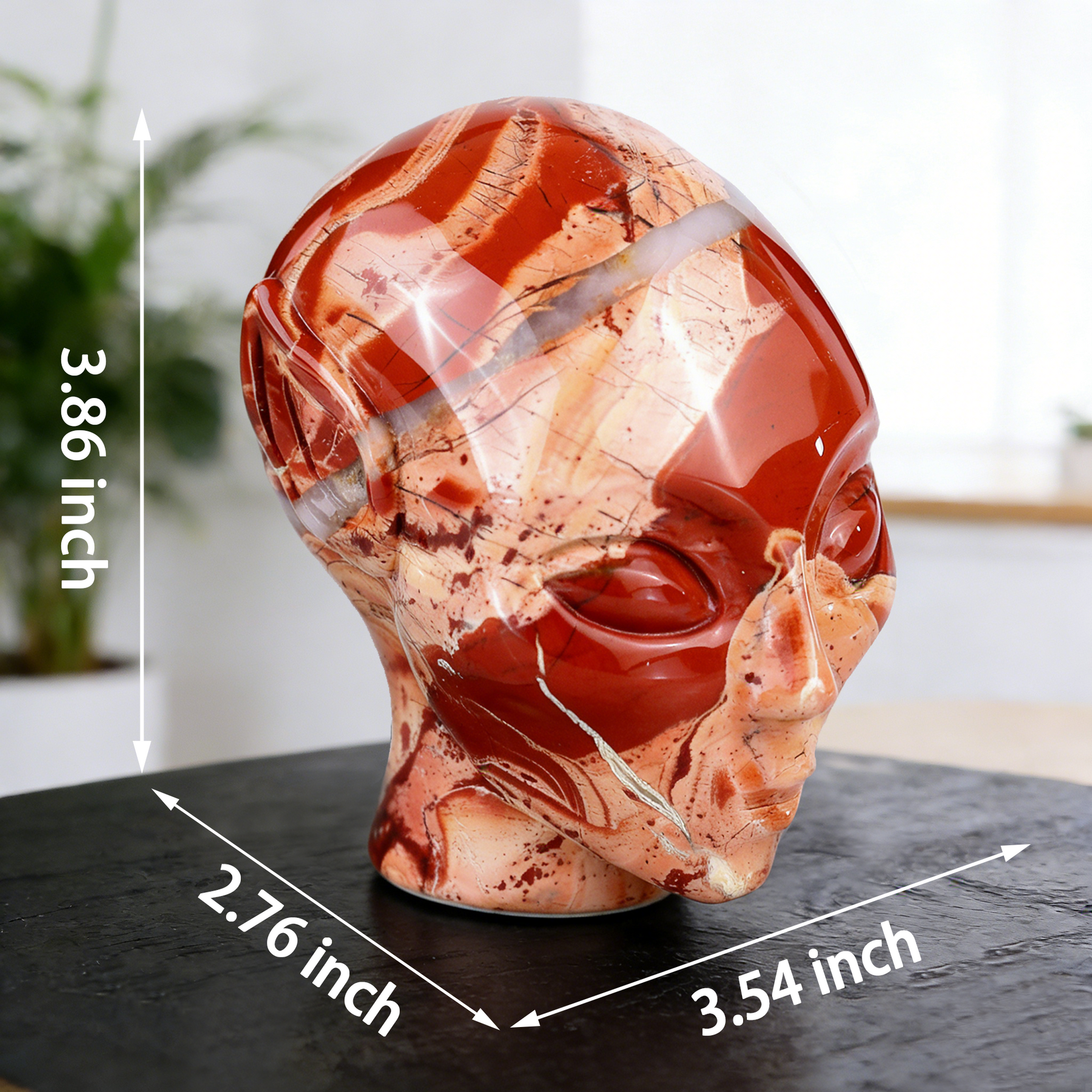 3.8 Inch Red Jasper Alien Crystal Skull — view 2