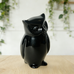 Black Obsidian Owl Family Carving – Protection Stone — view 3