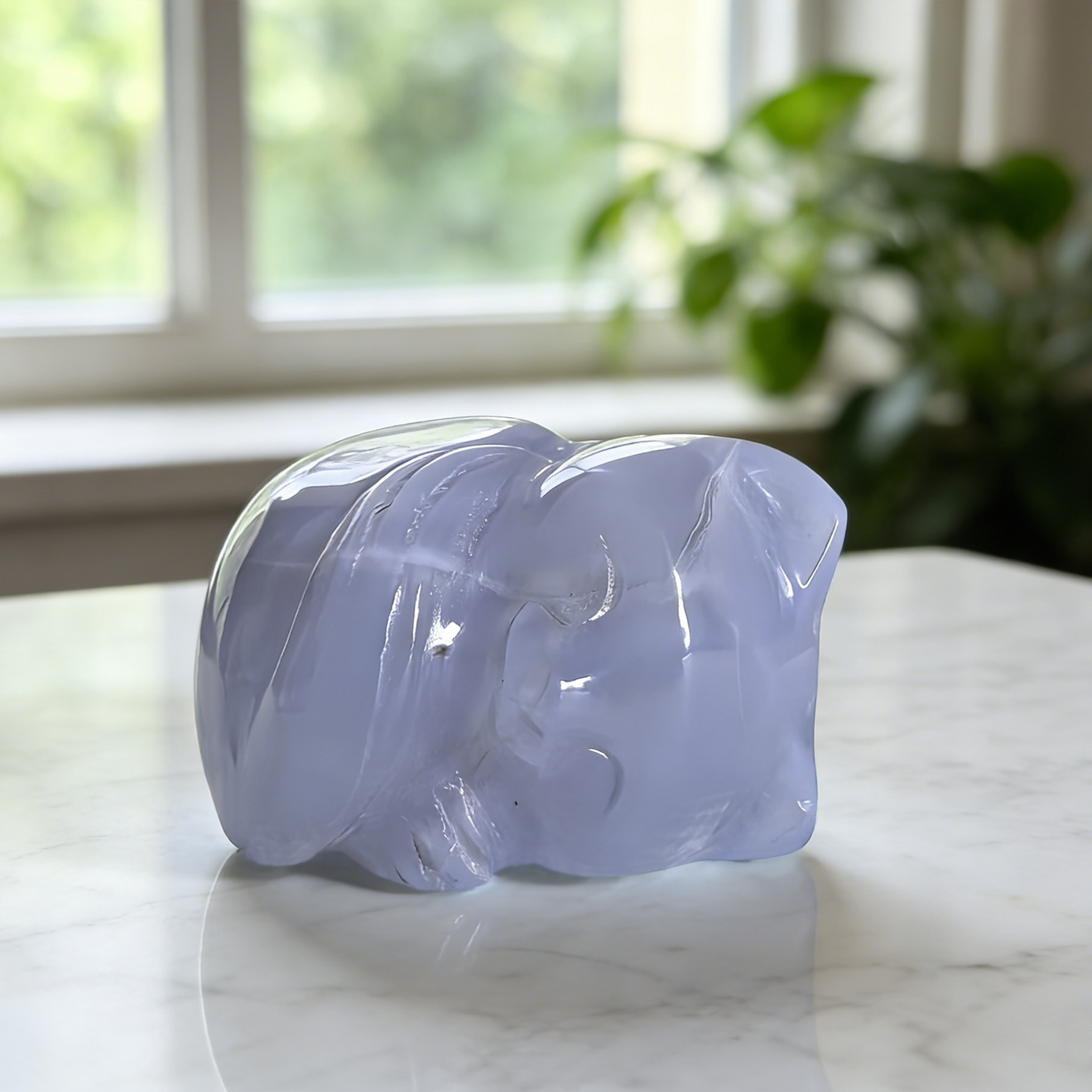 Blue Chalcedony Sleeping Cat Carving — view 3