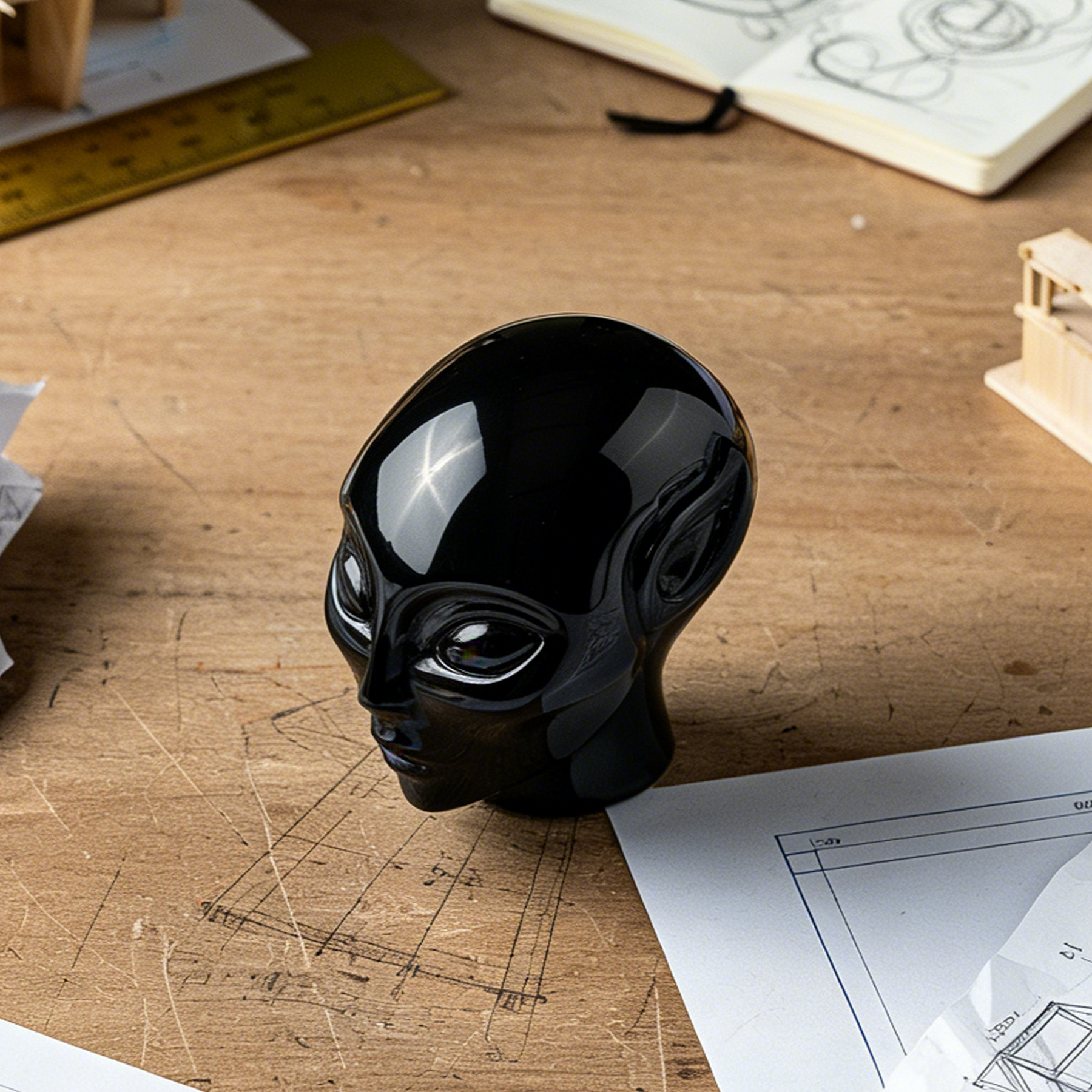 3 Inch Obsidian Alien Crystal Skull — view 8