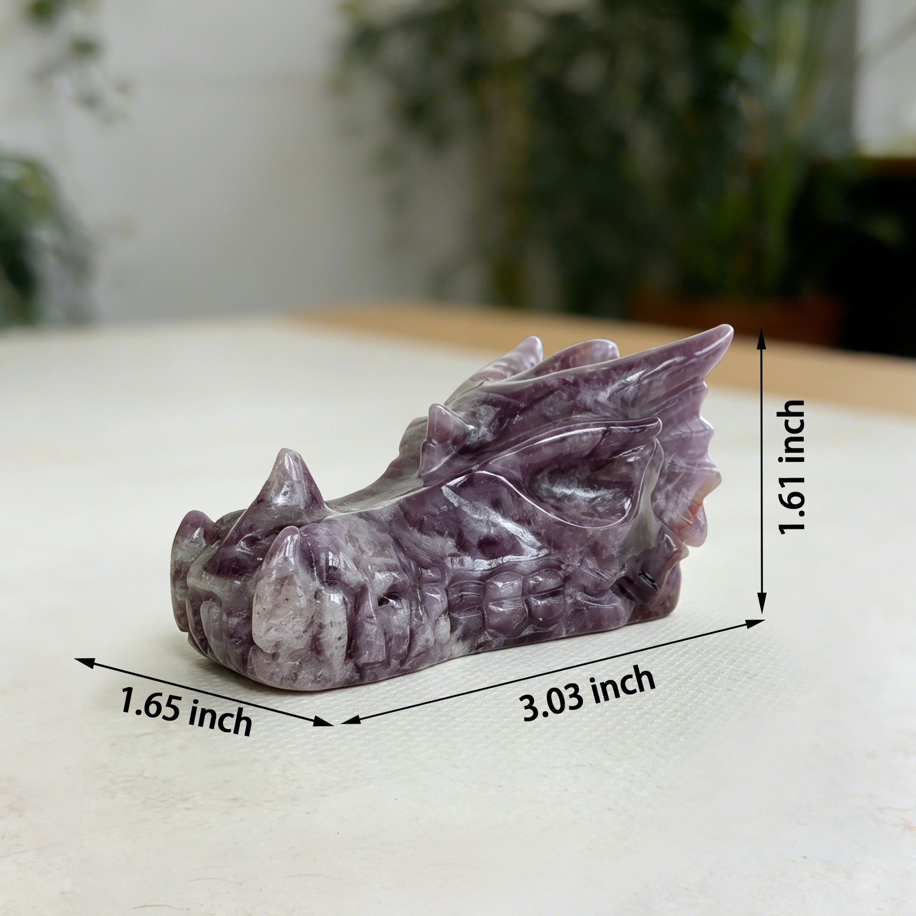 3 inch Dream Amethyst Chinese Dragon Skull - Natural Amethest Sculpture — view 2