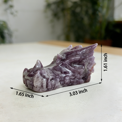 3 inch Dream Amethyst Chinese Dragon Skull - Natural Amethest Sculpture — view 2