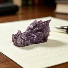 3 inch Dream Amethyst Chinese Dragon Skull - Natural Amethest Sculpture — view 1