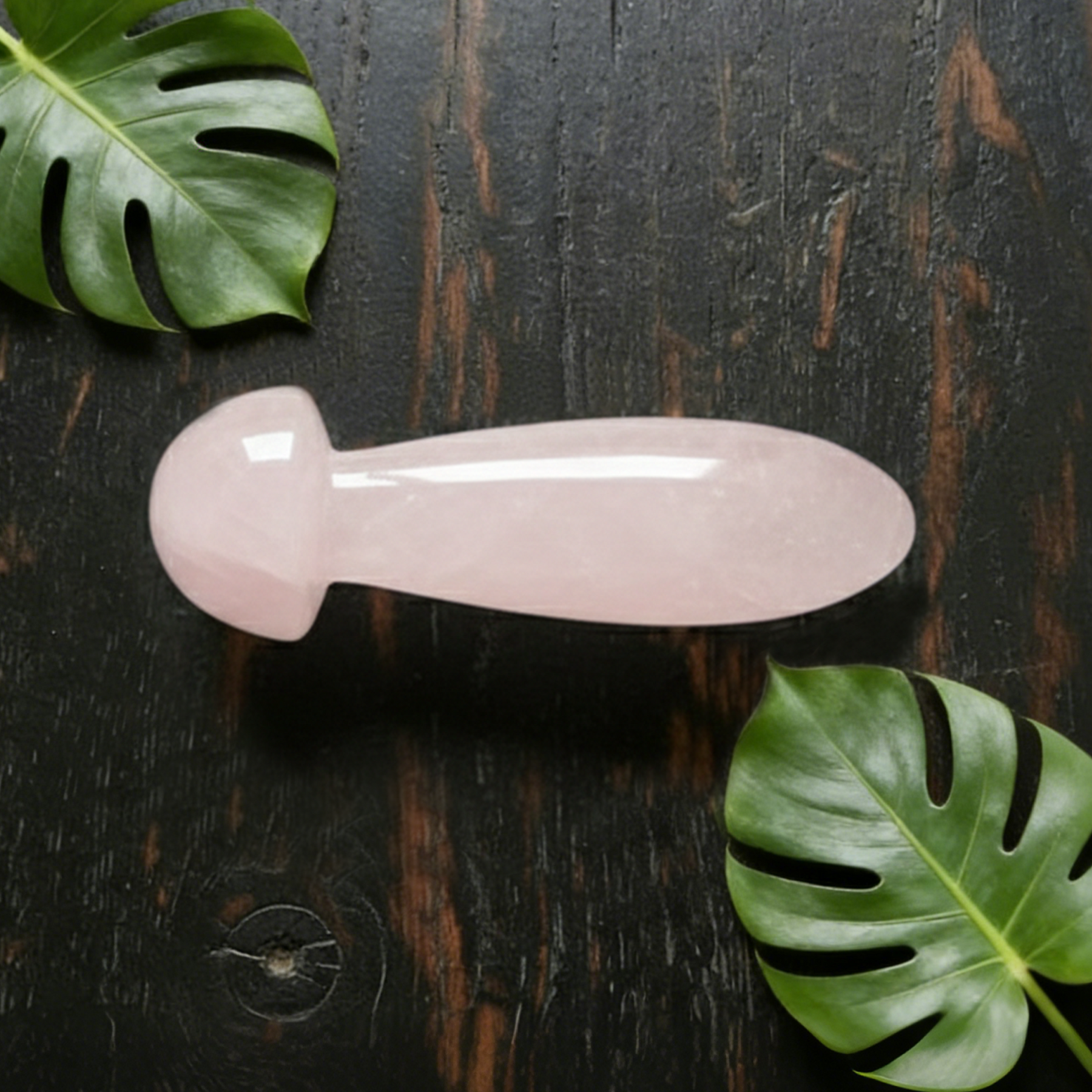 Rose Quartz Mushroom Acupressure Tool – Natural Healing Stone — view 3