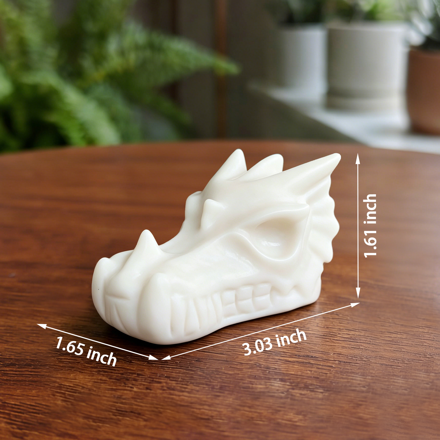 3 inch Ivory Jade Chinese Dragon Skull - Natural Jade Sculpture — view 2