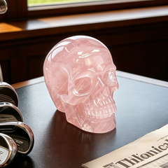 3 Inch Rose Quartz Crystal Skull – Healing Gemstone — view 1