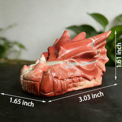 3 inch Red Jasper Chinese Dragon Skull Jade Sculpture- Hand Craved Natural Jasper — view 2