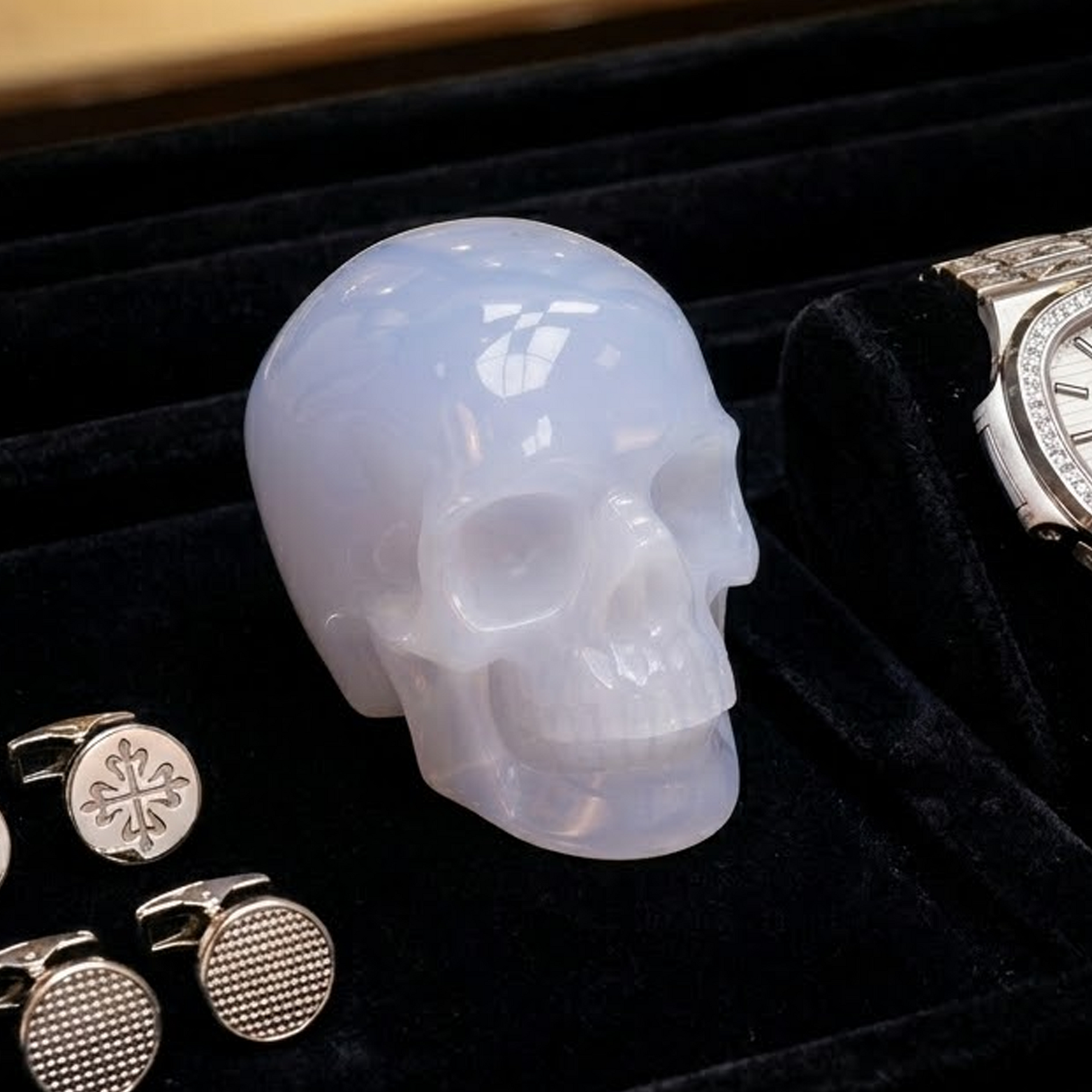 3 Inch Blue Chalcedony Crystal Skull — view 1