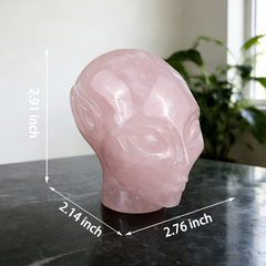 3 Inch Rose Quartz Alien Crystal Skull — view 2