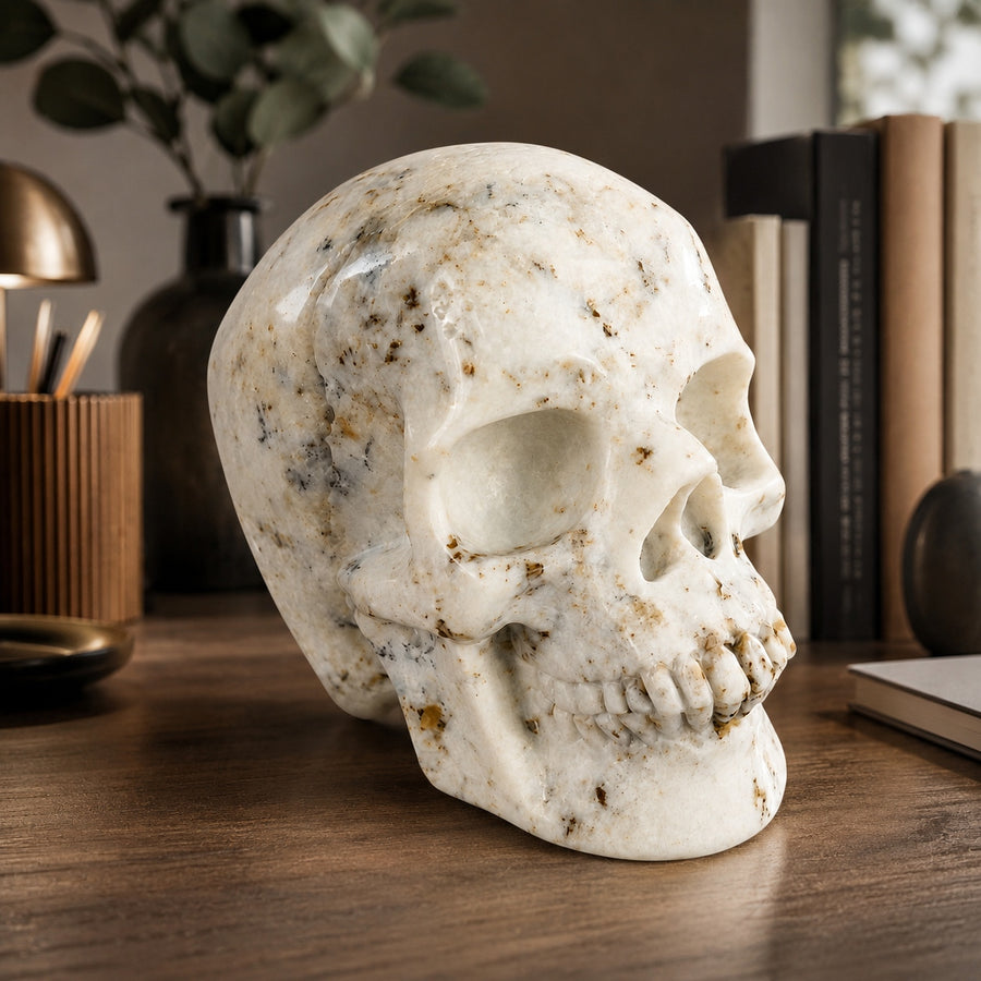 4.5-inch White Opal Skull