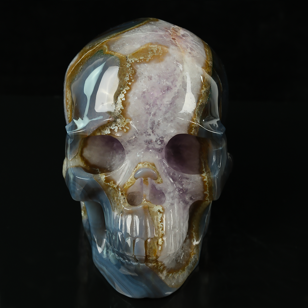 Amethyst Geode Skull - Natural Crystal — view 6