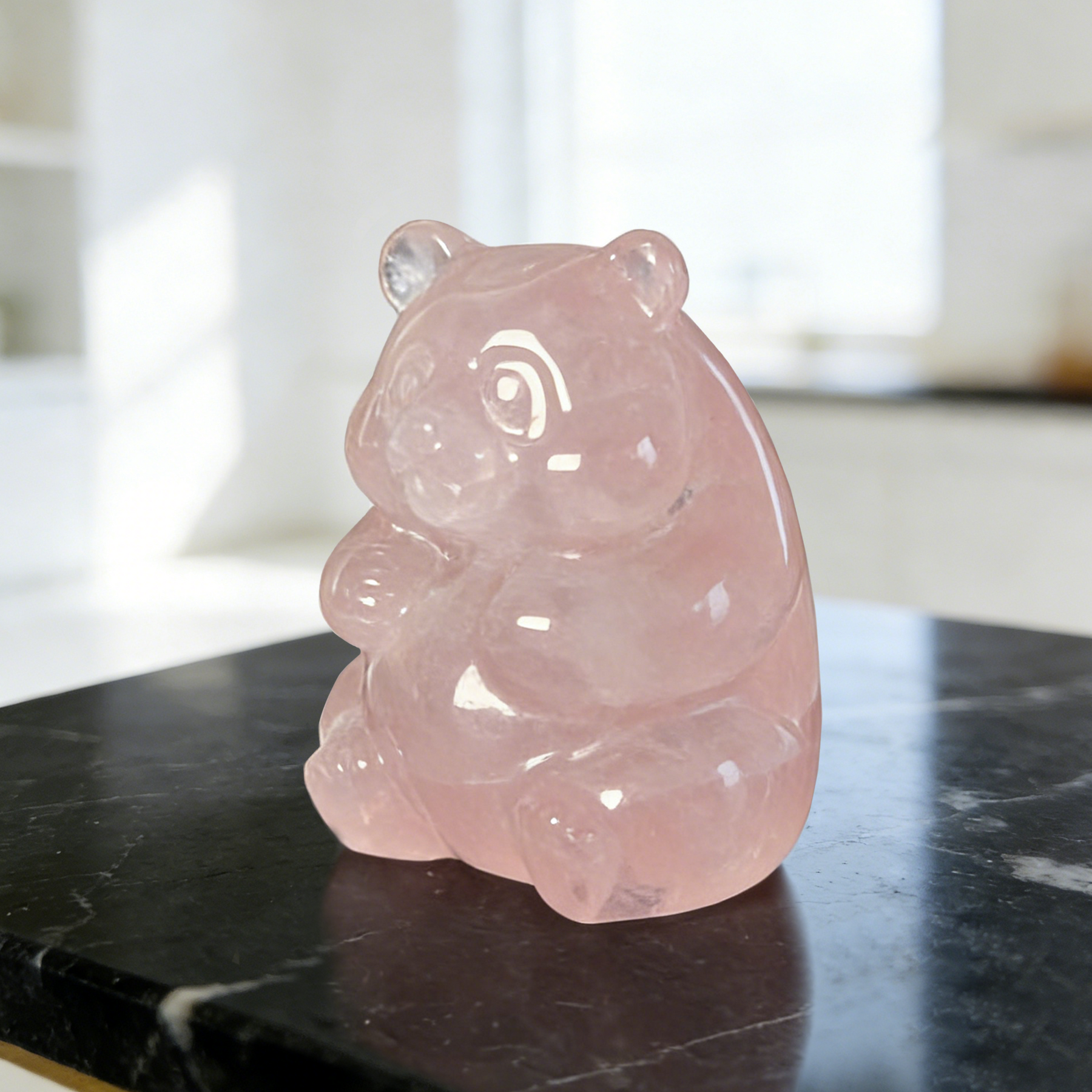 Rose Quartz Bear Carving – Gemstone Sculpture — view 4
