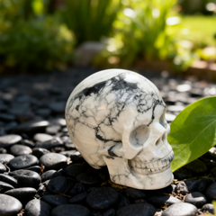 3 Inch White Howlite Turquoise Crystal Skull – Gemstone — view 7