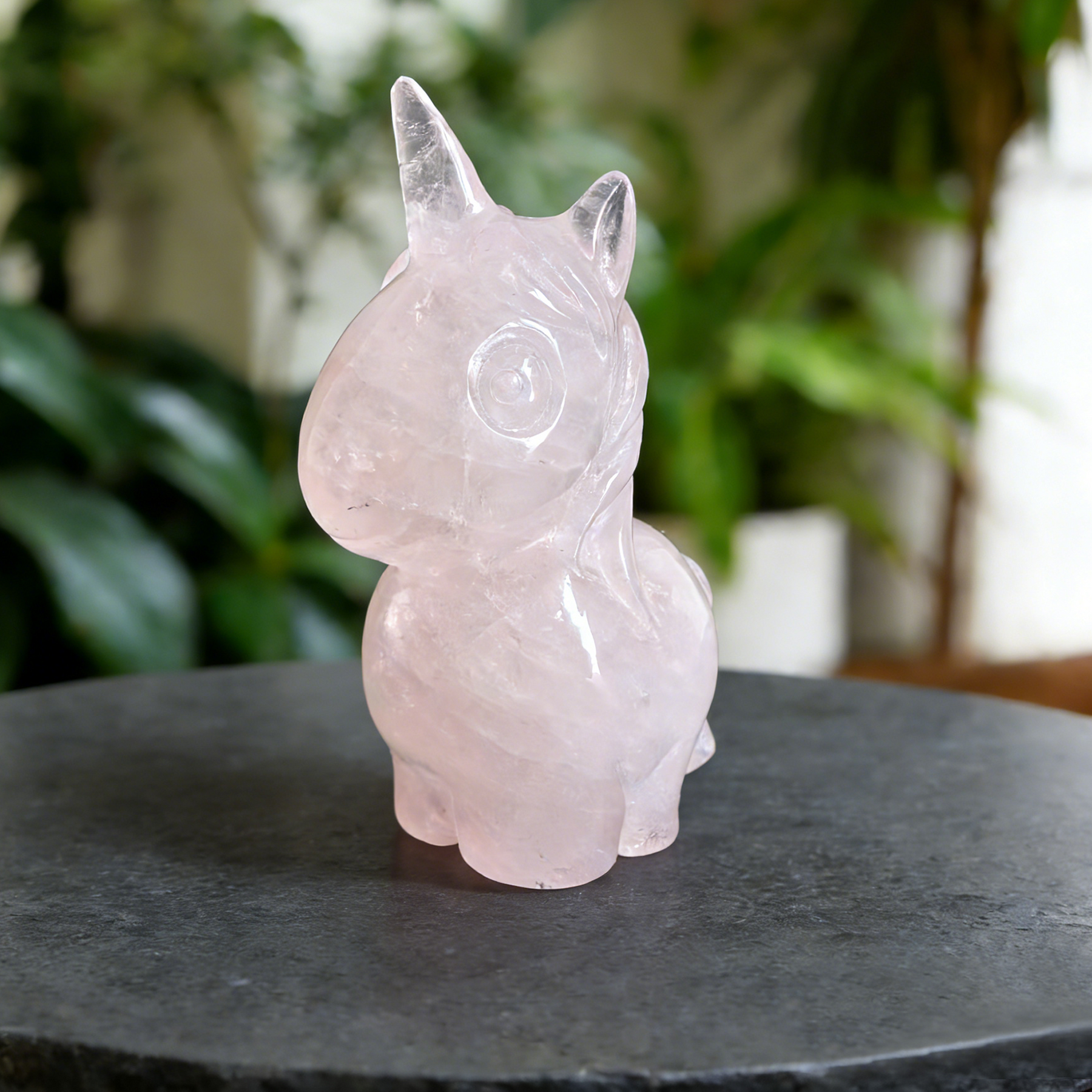 Rose Quartz Chibi Unicorn Carving — view 3