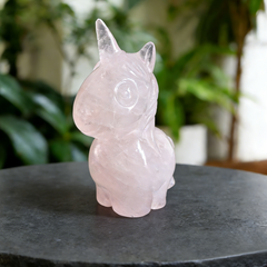 Rose Quartz Chibi Unicorn Carving — view 3