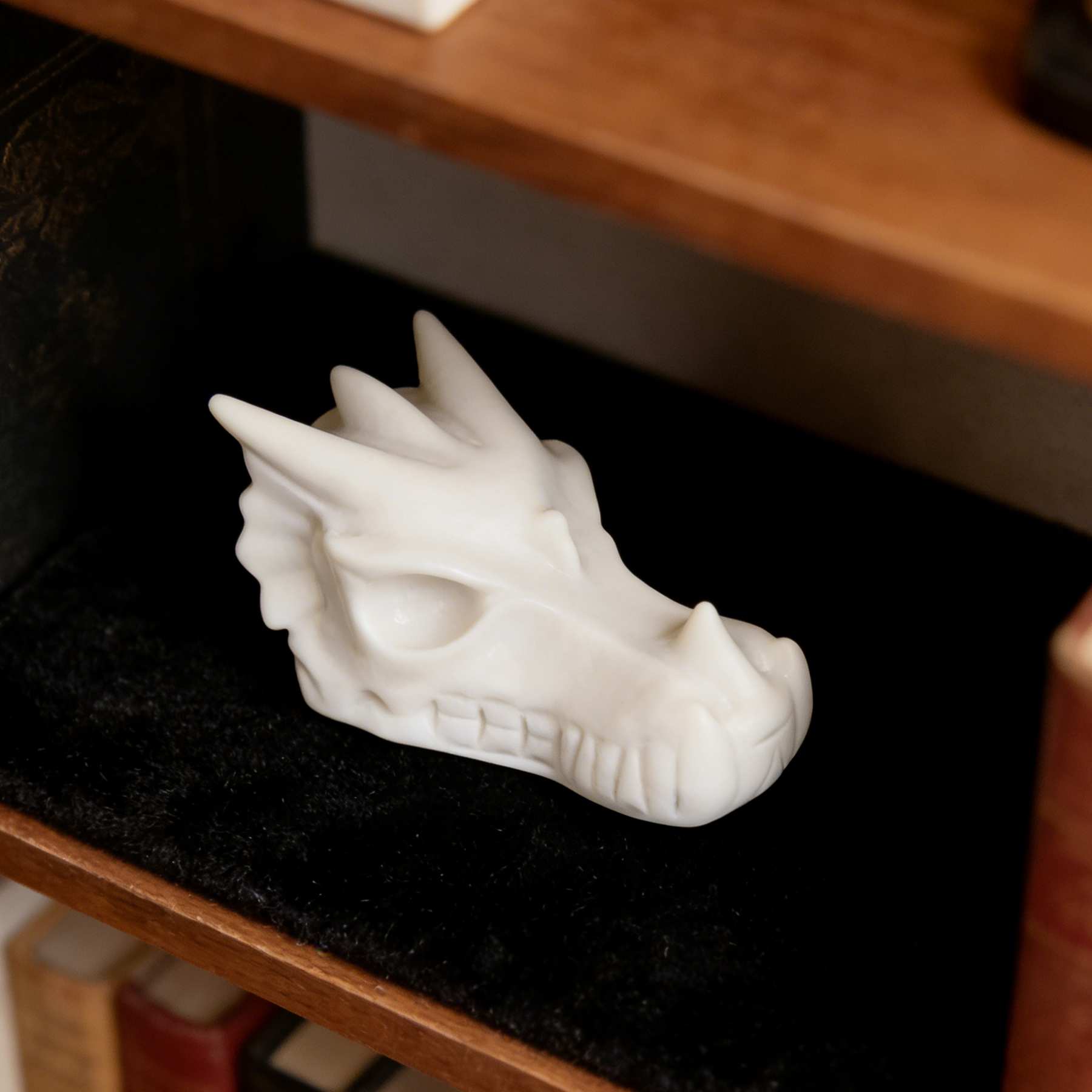 4.2 inch Ivory Jade Chinese Dragon Skull - Natural Jade Sculpture — view 1