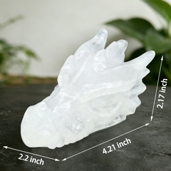4.2 inch Angolan Quartz Chinese Dragon Skull - Natural Angolan Quartz Carving — view 2
