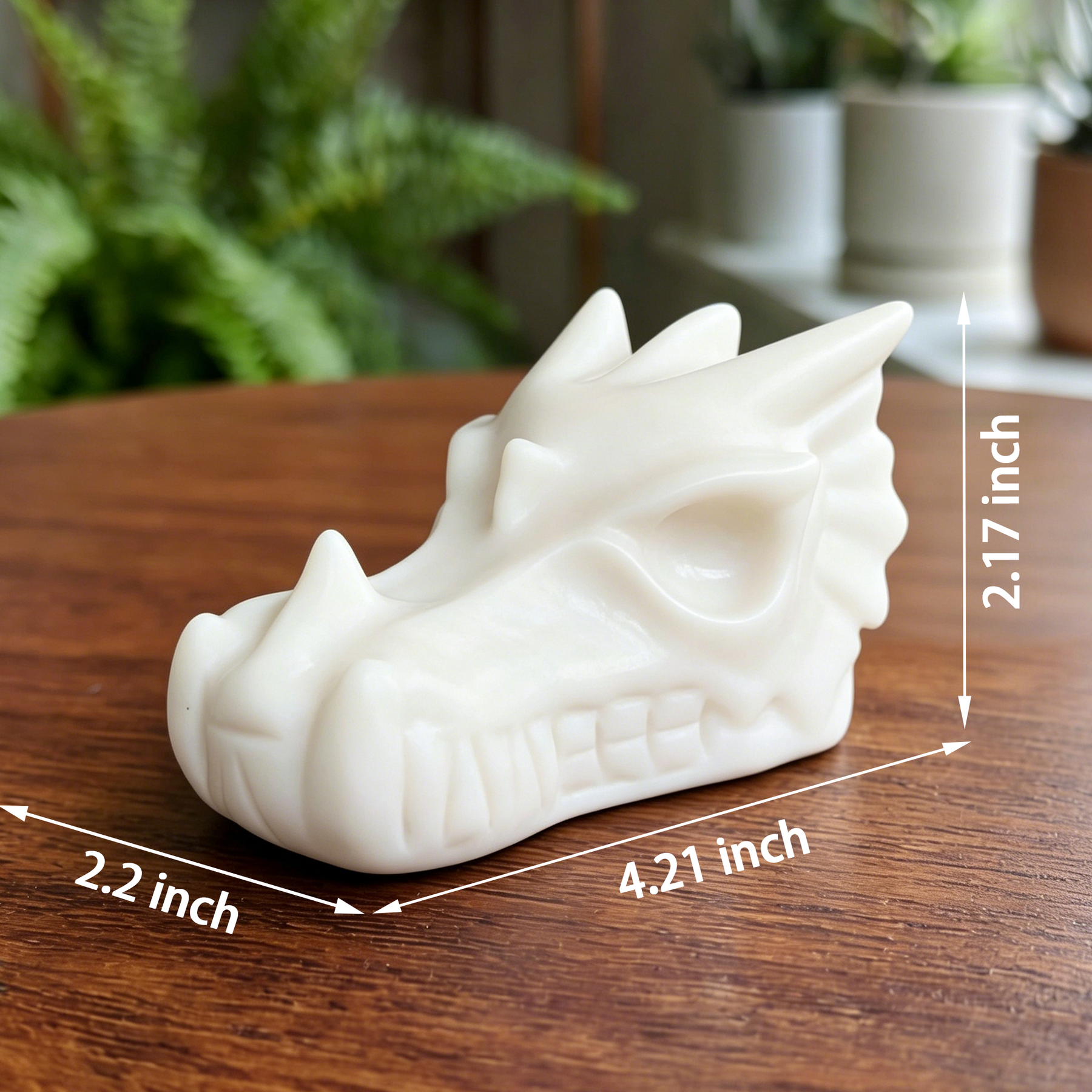 4.2 inch Ivory Jade Chinese Dragon Skull - Natural Jade Sculpture — view 2