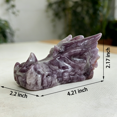 4.2 inch Dream Amethyst Chinese Dragon Skull - Natural Amethest Sculpture — view 2