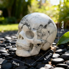 4.5 Inch White Howlite Turquoise Crystal Skull — view 2