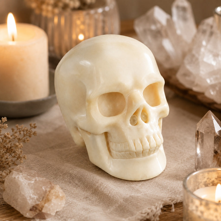 3-inch Ivory Jade Skull