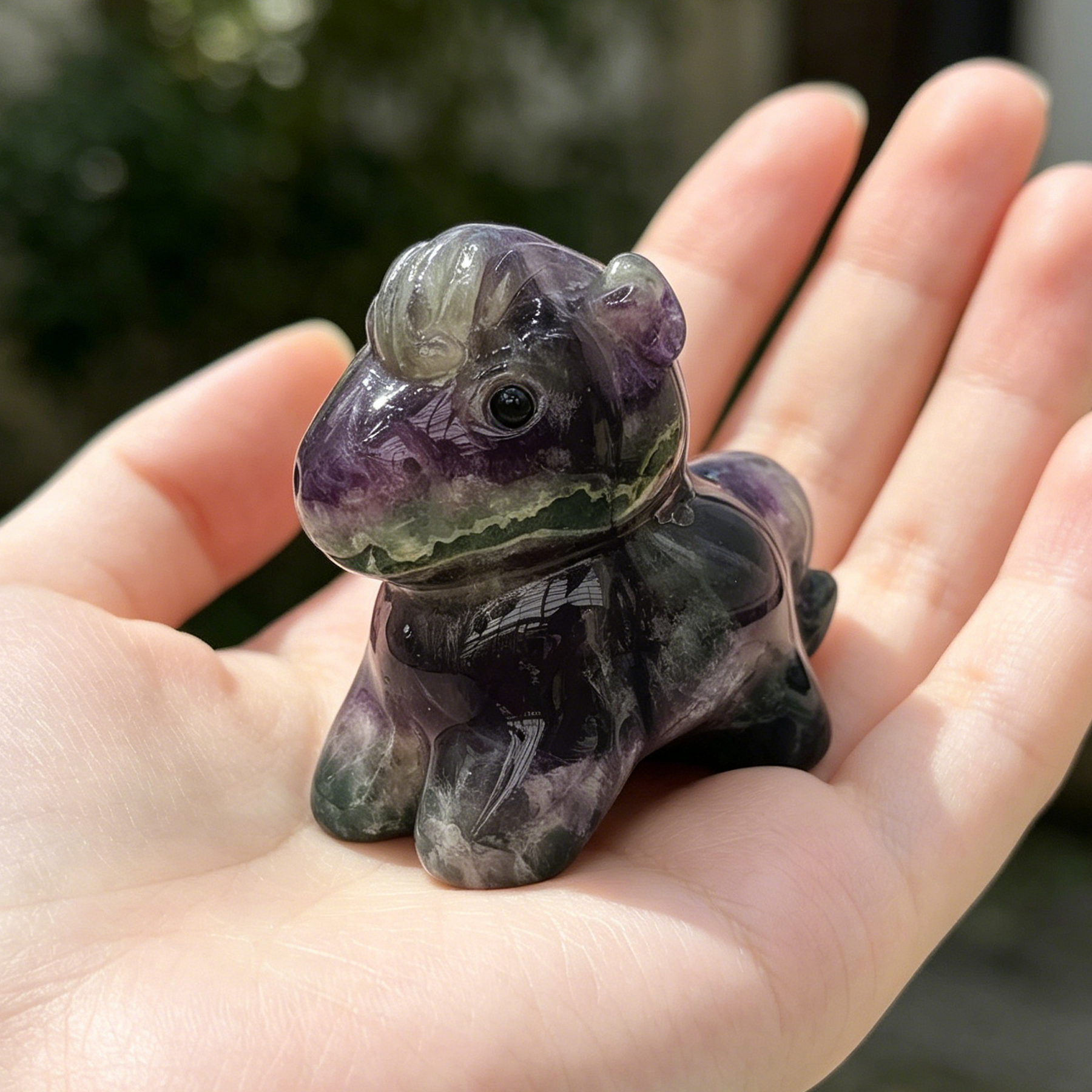 Fluorite Cartoon Pony Jade Carving - Natural Jade — view 2