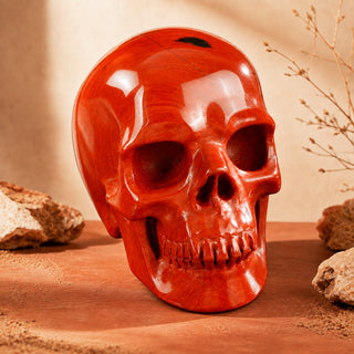 7,6 cm Roter Jaspis Totenkopf