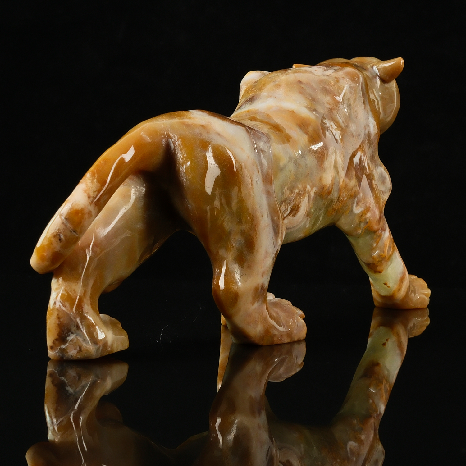 Yellow Chalcedony Leopard Carving — view 3