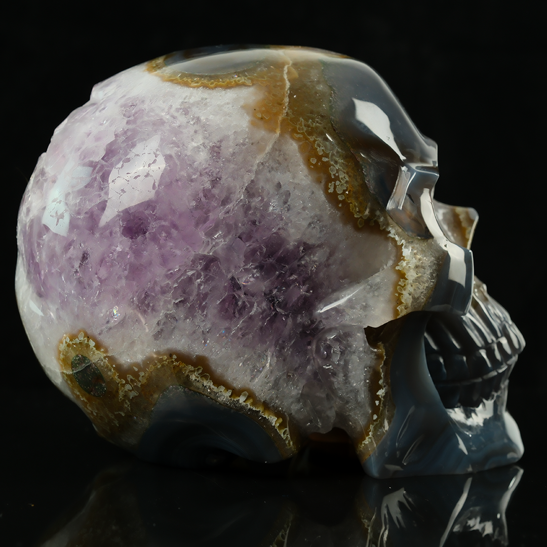 Amethyst Geode Skull - Natural Crystal — view 5