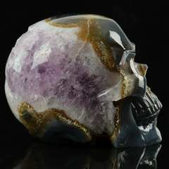 Amethyst Geode Skull - Natural Crystal — view 5