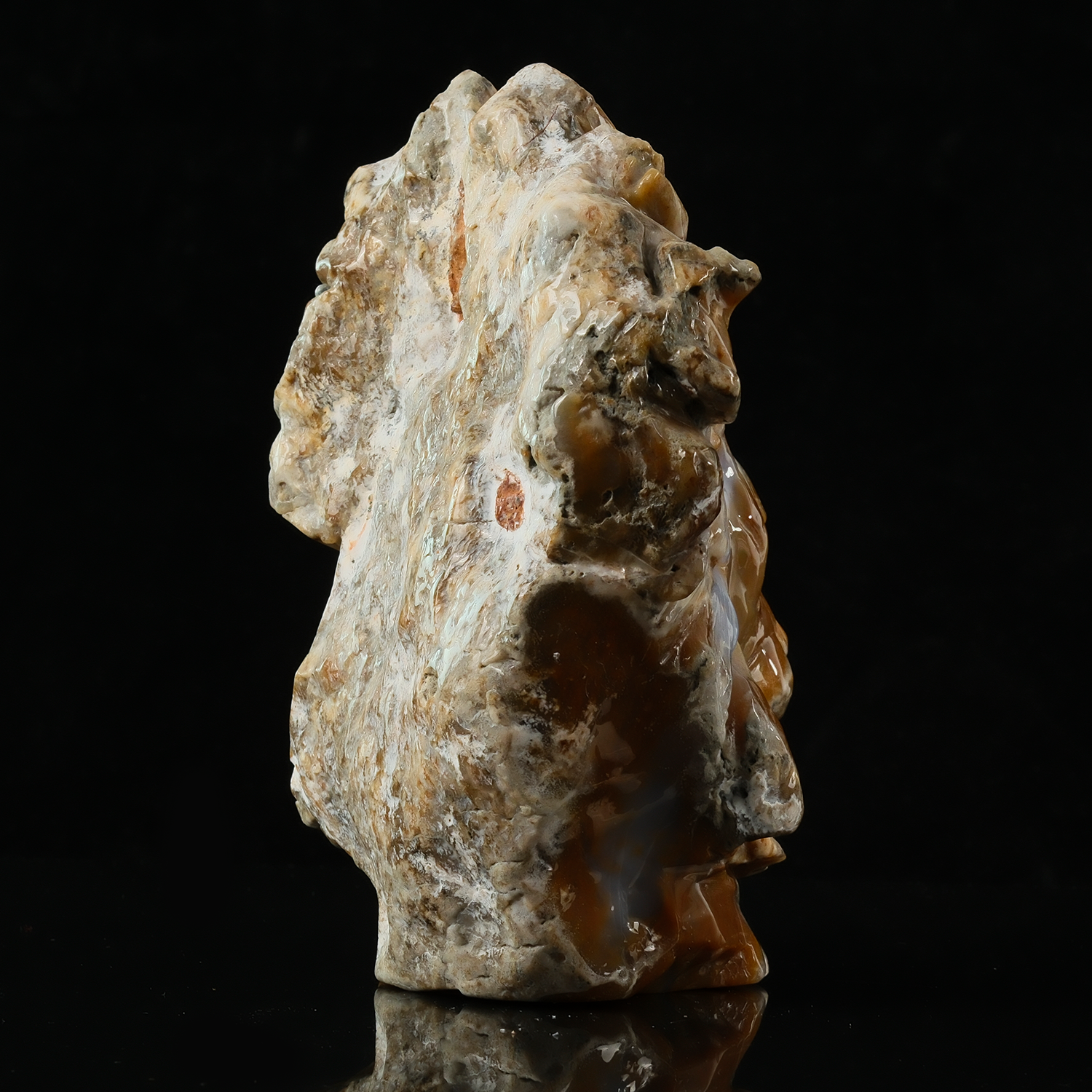 Yellow Chalcedony Lion Head Carving — view 5