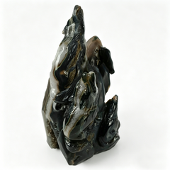 Natural Geode Agate Wolf Carving - Sculpture Carving — view 4