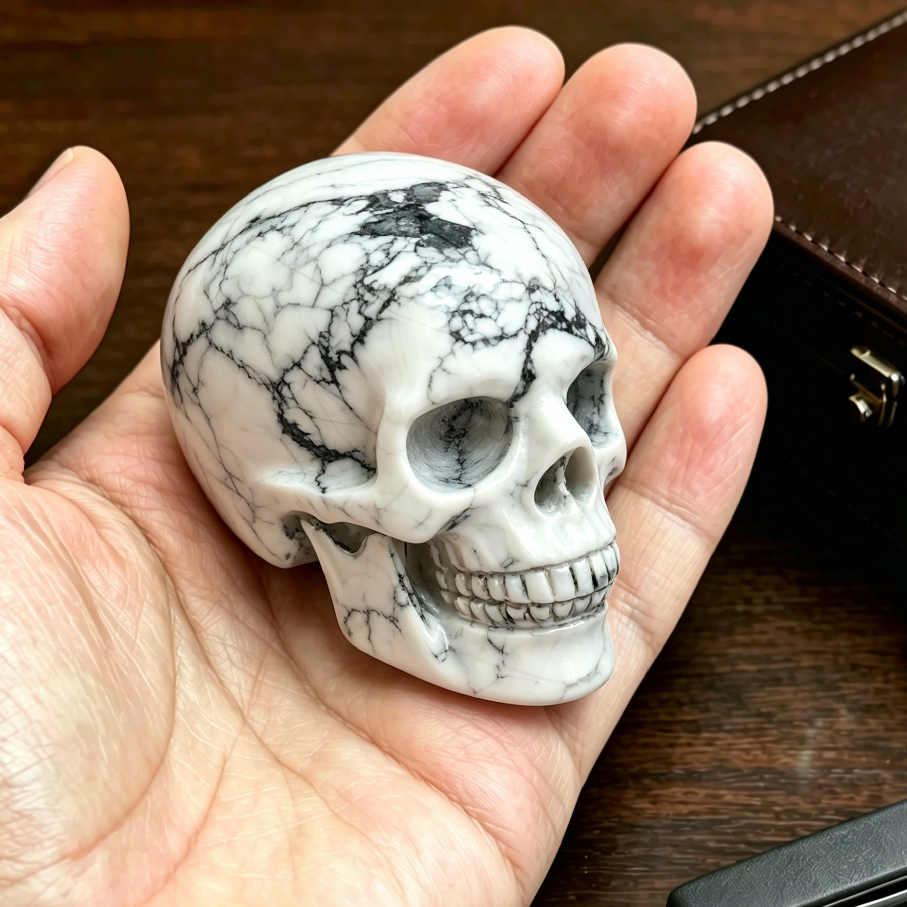 2 Inch White Howlite Turquoise Crystal Skull – Skull — view 1