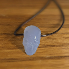 Blue Chalcedony Mini Skull Pendant – Gemstone Jewelry — view 4