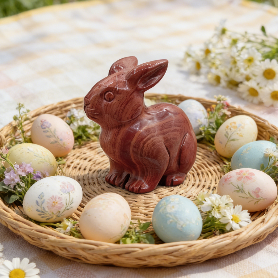 Red Jesper Rabbit Carving — view 1
