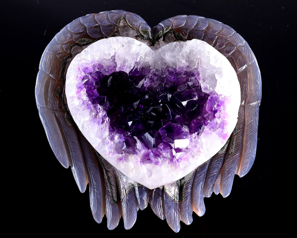 Amethyst Angel Wings Heart Geode