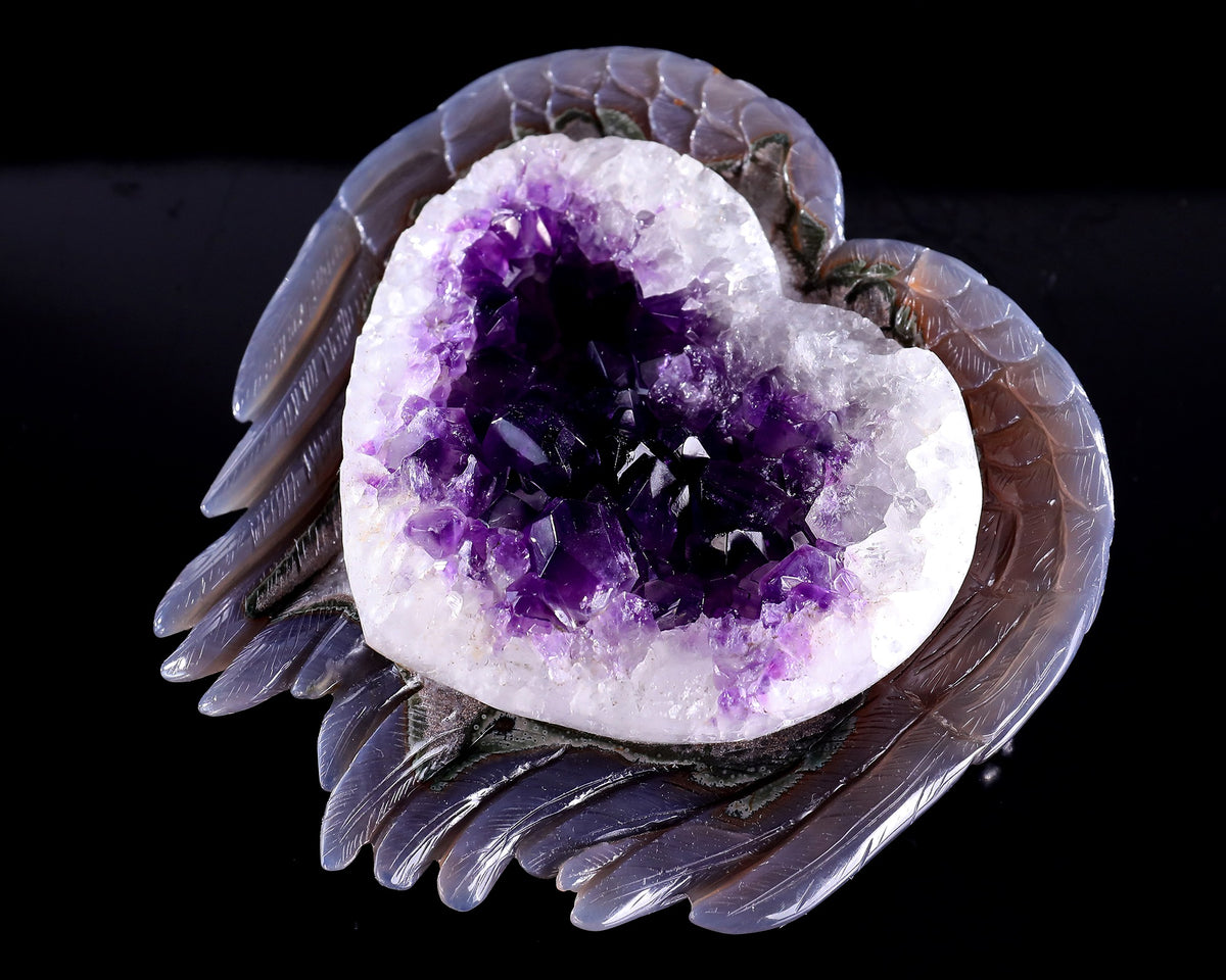 Amethyst Angel Wings Heart Geode