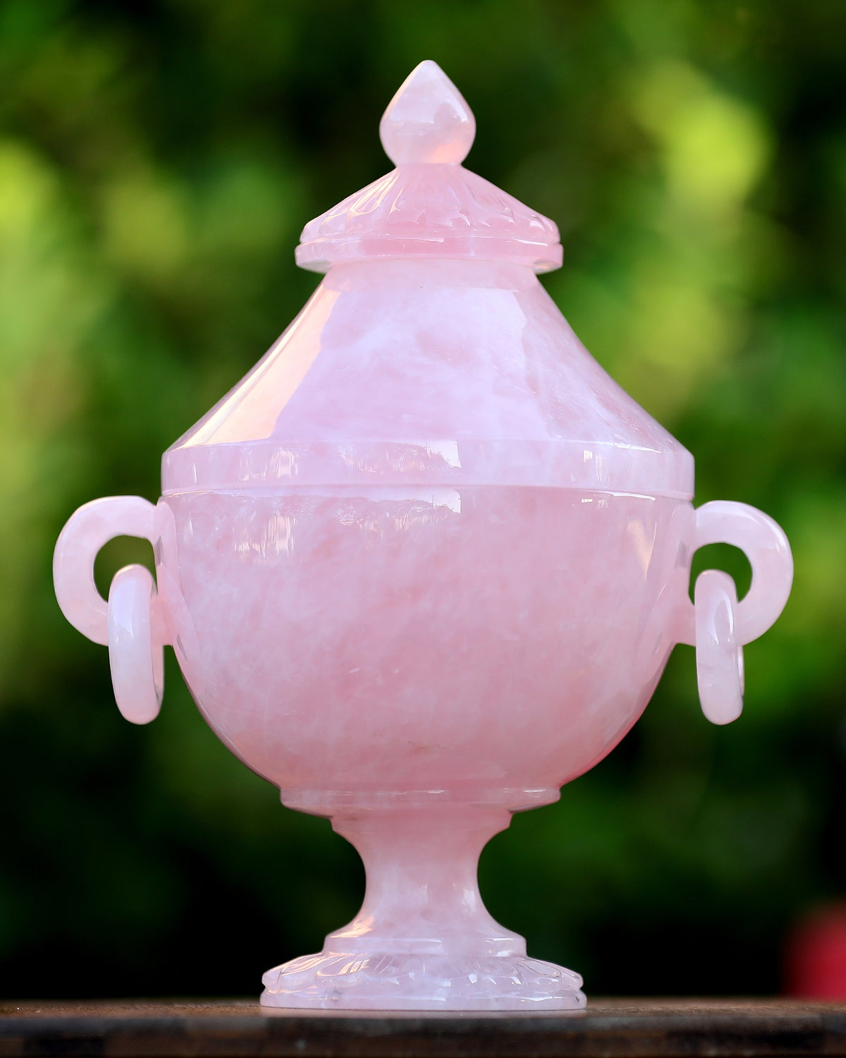 Rose Quartz Candy Bowl with Lid