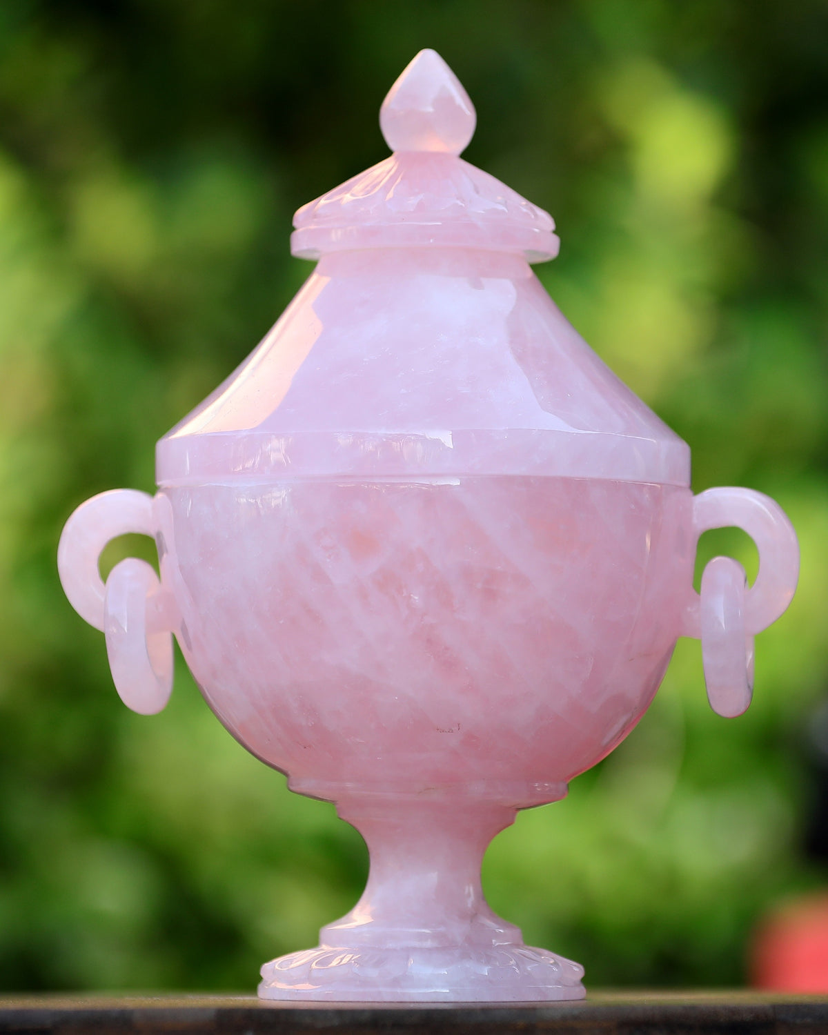 Rose Quartz Candy Bowl with Lid