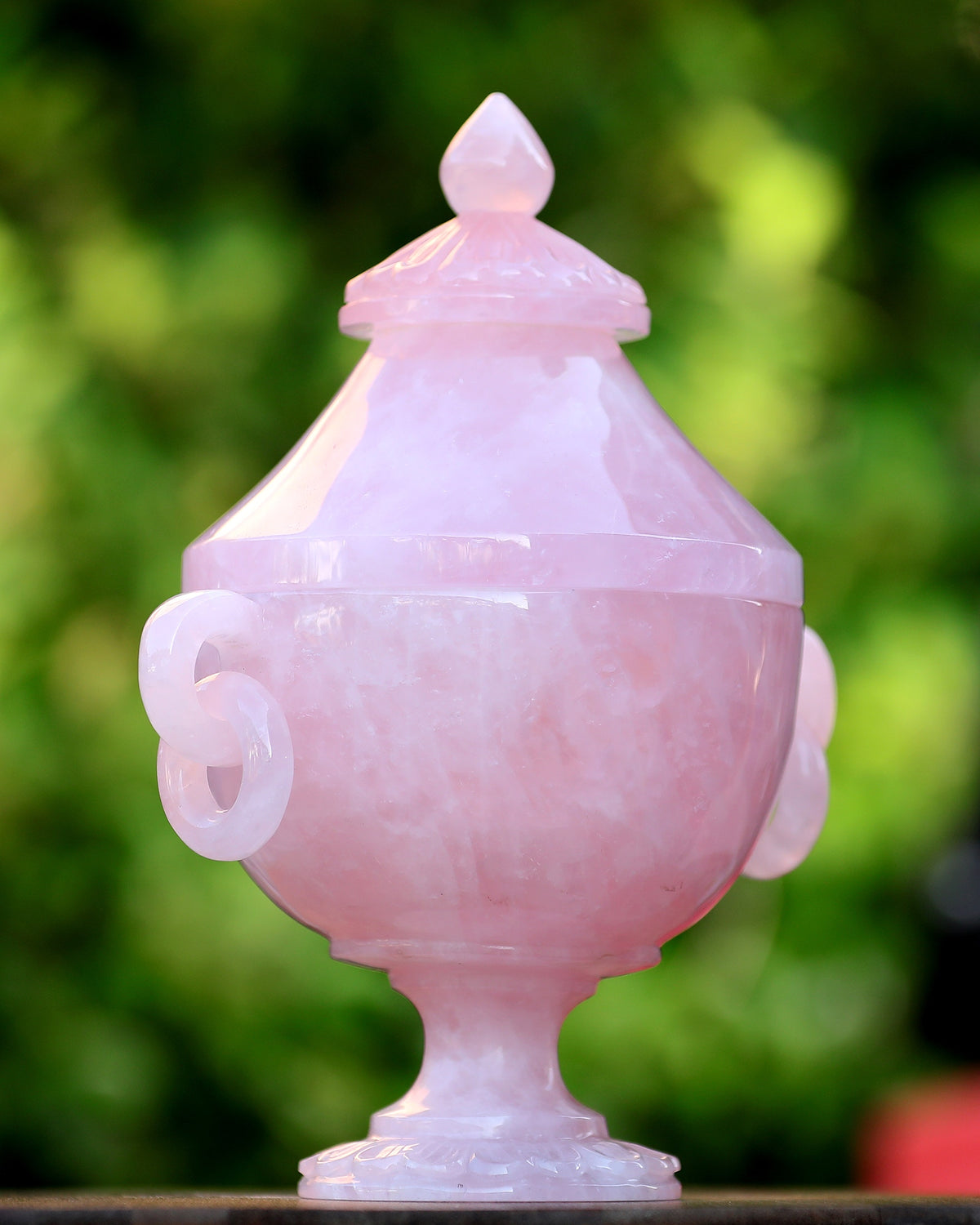 Rose Quartz Candy Bowl with Lid