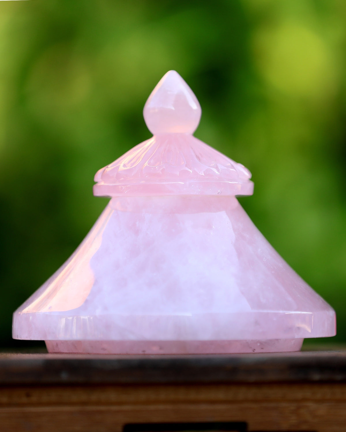 Rose Quartz Candy Bowl with Lid