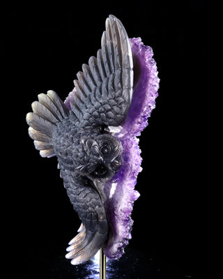 Amethyst Winged Owl Geode
