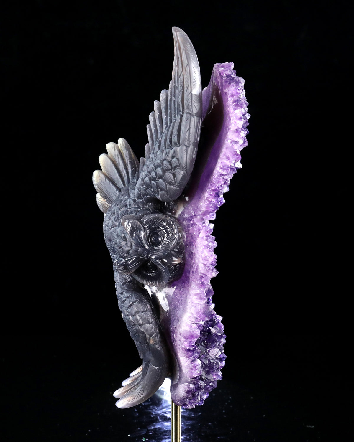 Amethyst Winged Owl Geode