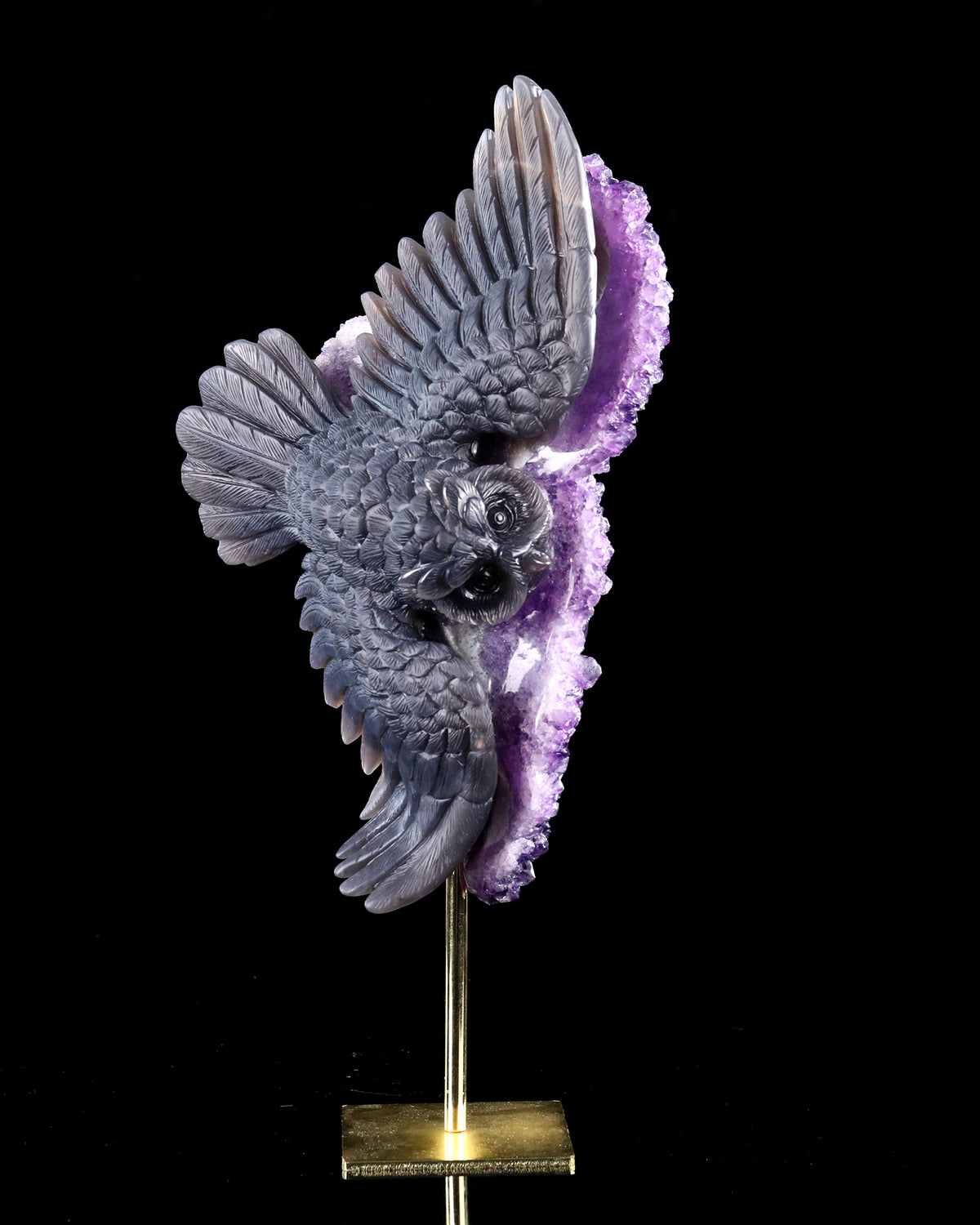 Amethyst Winged Owl Geode