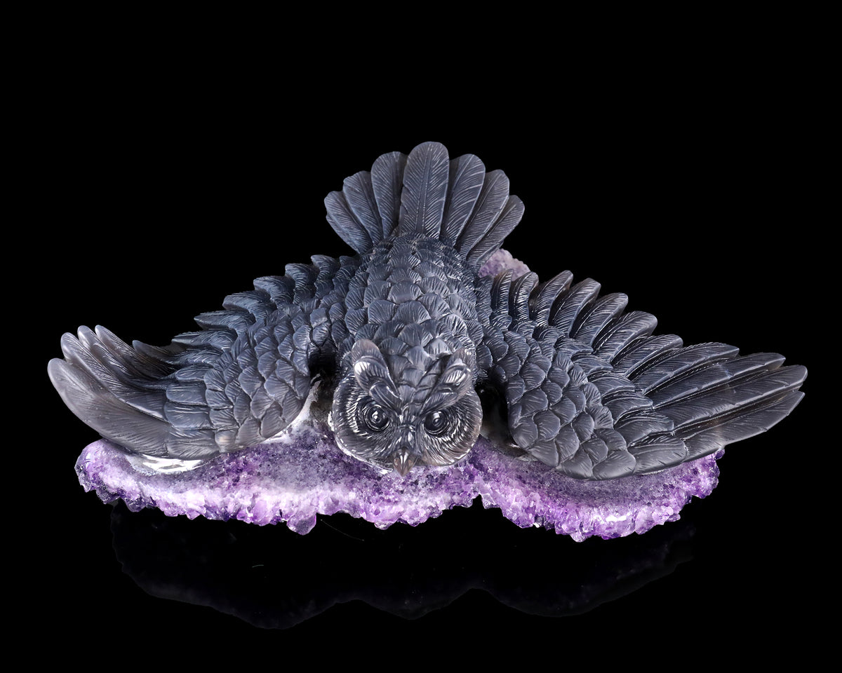 Amethyst Winged Owl Geode