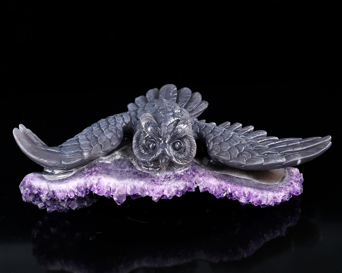 Amethyst Winged Owl Geode