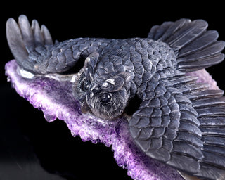 Amethyst Winged Owl Geode